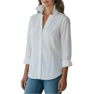 Foxcroft White Button Down Shirt for Women